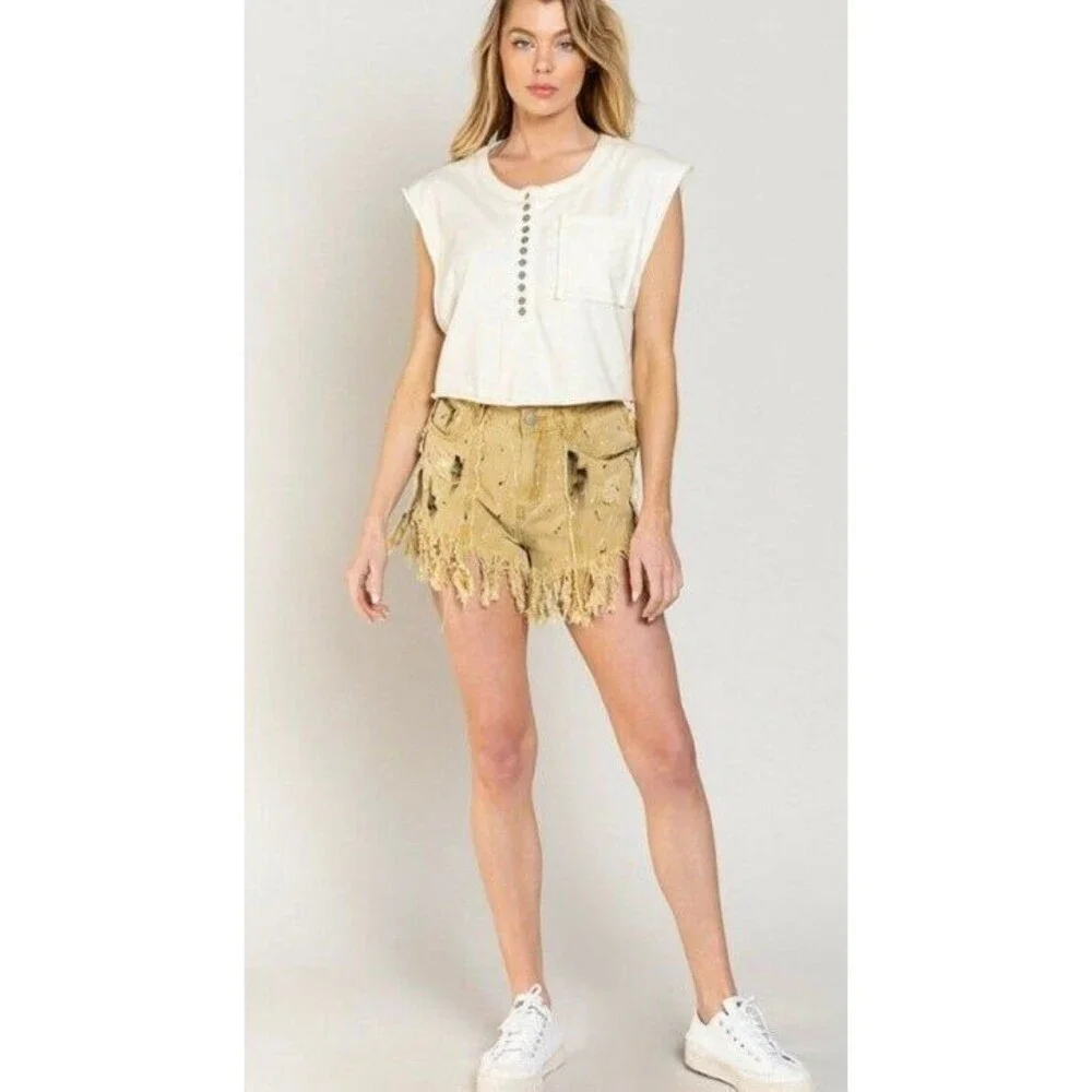 POL Shorts pol denim pol jean shorts pol fringe pol jeans womens medium 6 7 8